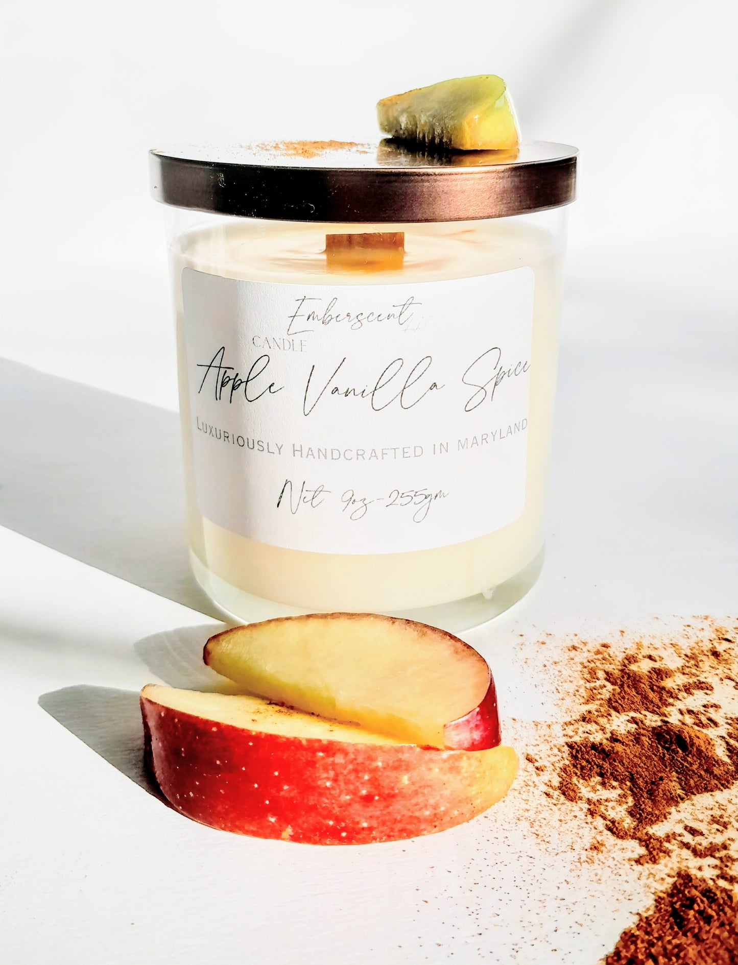 Apple Vanilla Spice 9oz Glass Candle