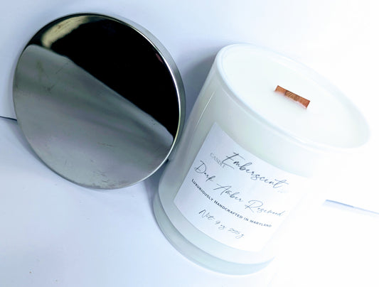 Dark Amber Rosewood 9 oz Glass Candle